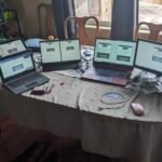 several computer screens out with the reservation loading screen for Starwars celebration 2025 Japan